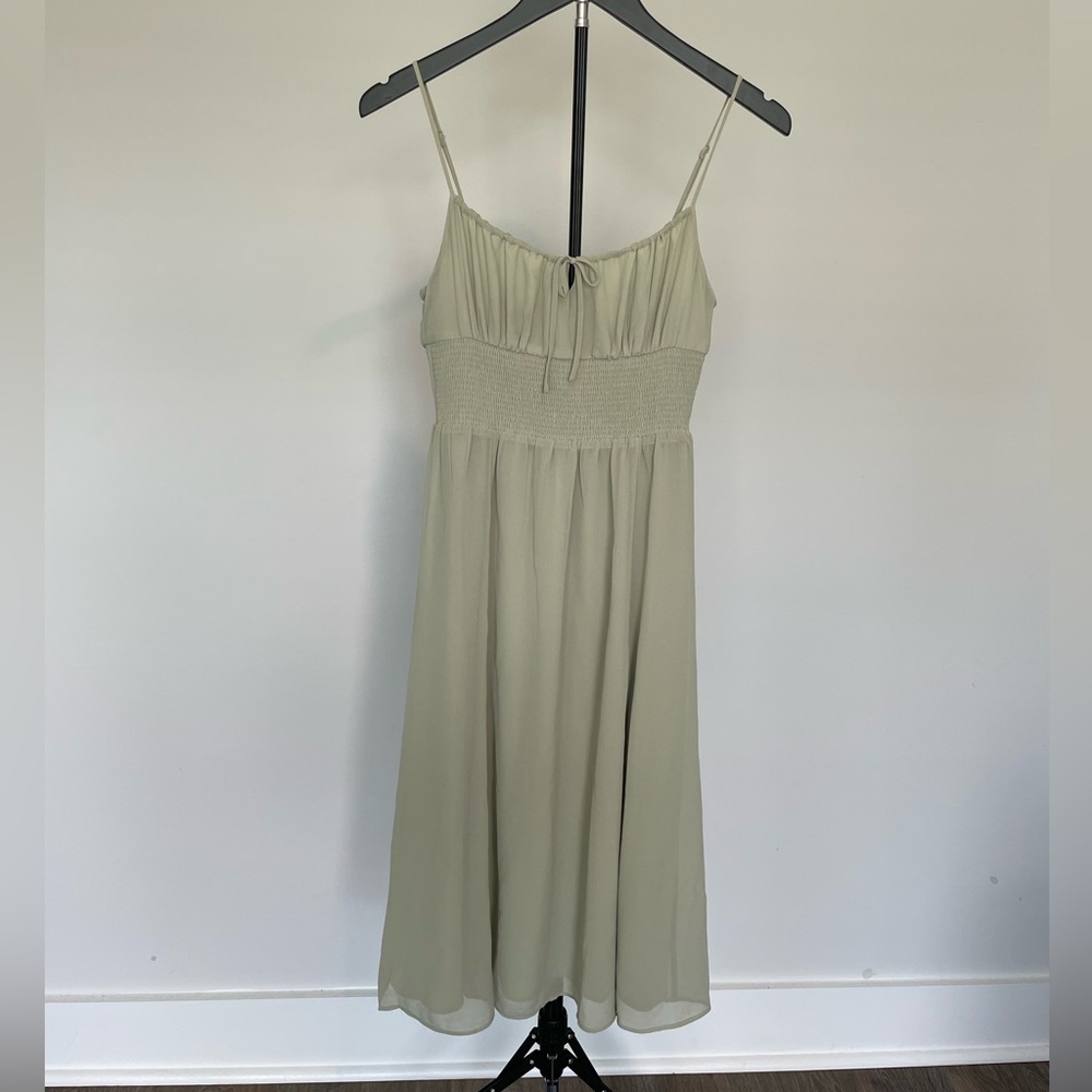 Aritzia Wilfred Sage Green Fairy Midi Dress Cottagecore Balletcore NWT S $178